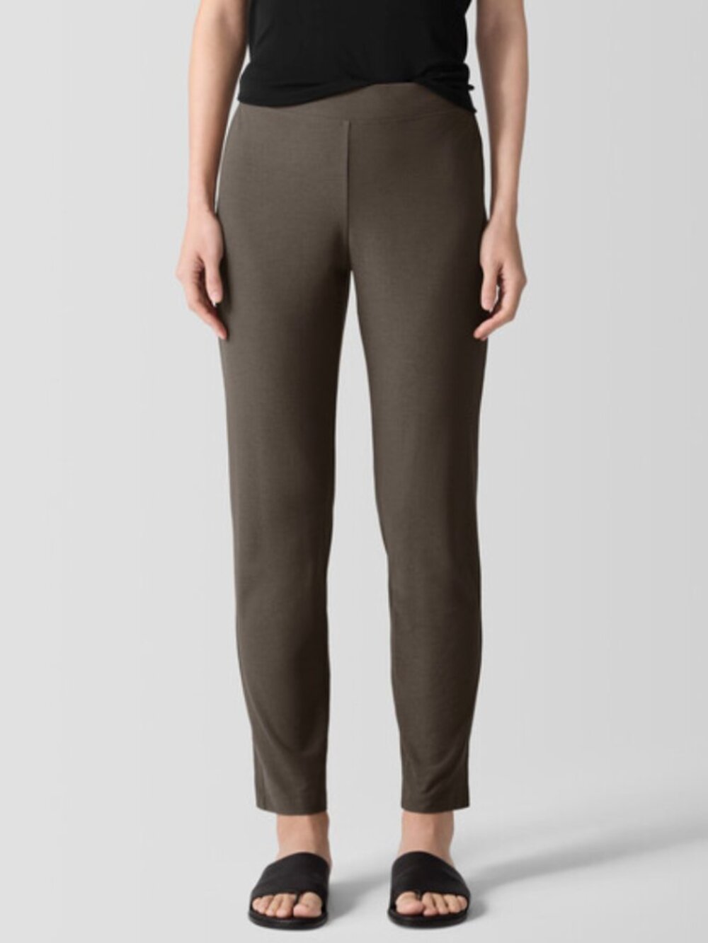 Eileen Fisher Slim Ankle Pants Women's Small Brown Stretch Crepe Minimalist